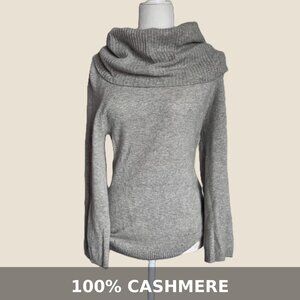 C&C Cashmere 100% Cashmere Ribbed Cowl Neck Raglan Knit Sweater Gray M – FLAWS